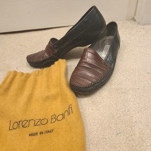 Lorenzo Banfi leather dress shoes Men's Made in Italy w/ carry bag